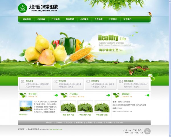 dayucms模板 企業模板 綠色企業網站完美版 界面清爽帶數據