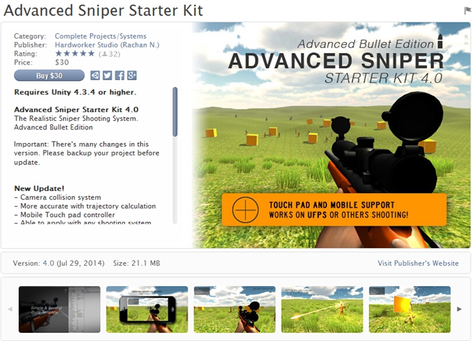 unity3d游戲源碼 高級(jí)狙擊手射擊源碼 Advance Sniper Starter Ki