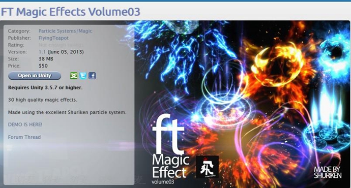 Unity3D插件3 0個炫麗粒子特效源碼 FT Magic Effects Volume03