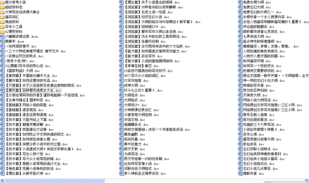 網絡都市小說寫作教程/寫作資料 都市小說寫作資料素材大全