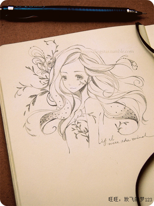 繪畫臨摹素材 人物線稿手稿素描線條稿插畫圖集 彩色漫畫效果圖