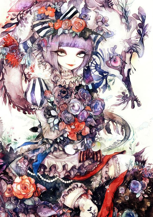 繪畫臨摹素材 人物線稿手稿素描線條稿插畫圖集 彩色漫畫效果圖