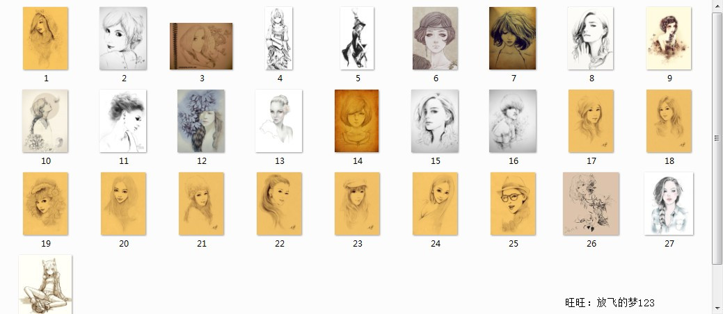繪畫臨摹素材 人物線稿手稿素描線條稿插畫圖集 彩色漫畫效果圖