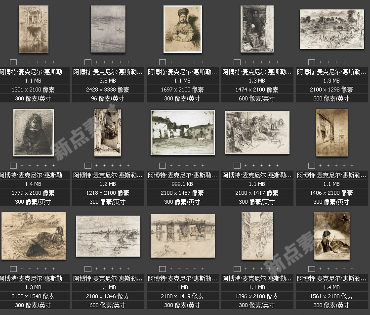 美術繪畫大師合集素描系列高清圖片人物風景肖像大圖臨摹設計素材