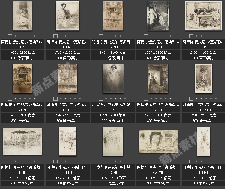 美術繪畫大師合集素描系列高清圖片人物風景肖像大圖臨摹設計素材