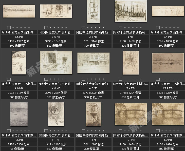 美術繪畫大師合集素描系列高清圖片人物風景肖像大圖臨摹設計素材