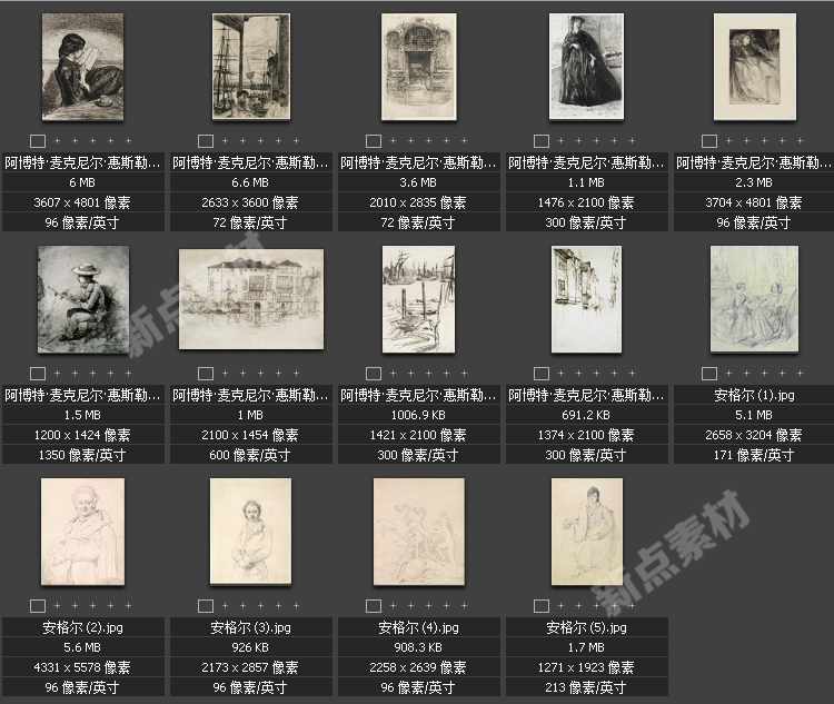 美術繪畫大師合集素描系列高清圖片人物風景肖像大圖臨摹設計素材