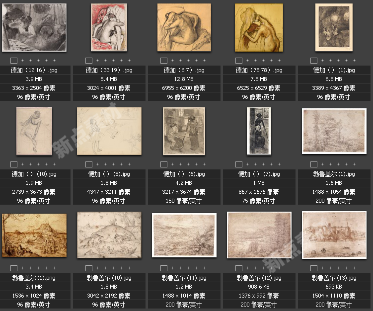 美術繪畫大師合集素描系列高清圖片人物風景肖像大圖臨摹設計素材