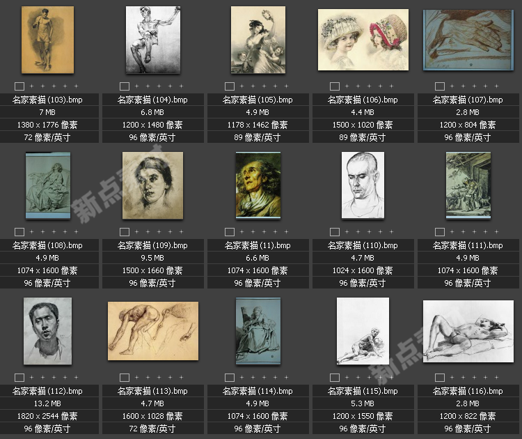 美術繪畫大師合集素描系列高清圖片人物風景肖像大圖臨摹設計素材