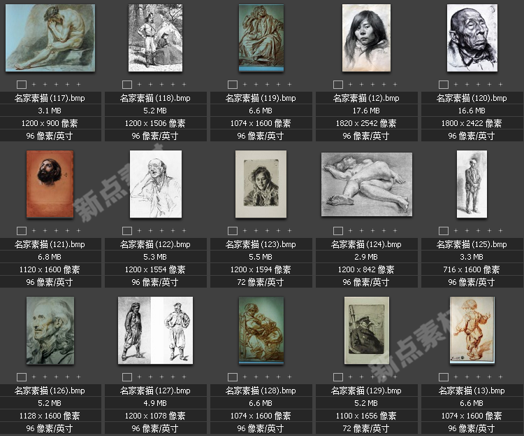 美術繪畫大師合集素描系列高清圖片人物風景肖像大圖臨摹設計素材