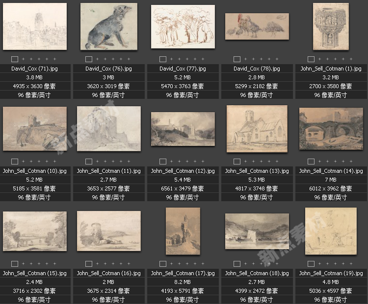 美術繪畫大師合集素描系列高清圖片人物風景肖像大圖臨摹設計素材