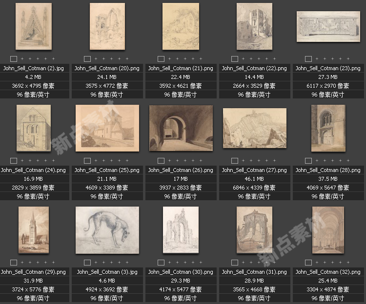 美術繪畫大師合集素描系列高清圖片人物風景肖像大圖臨摹設計素材