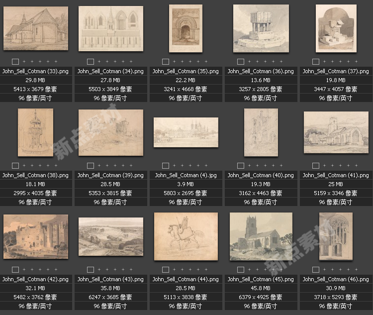 美術繪畫大師合集素描系列高清圖片人物風景肖像大圖臨摹設計素材