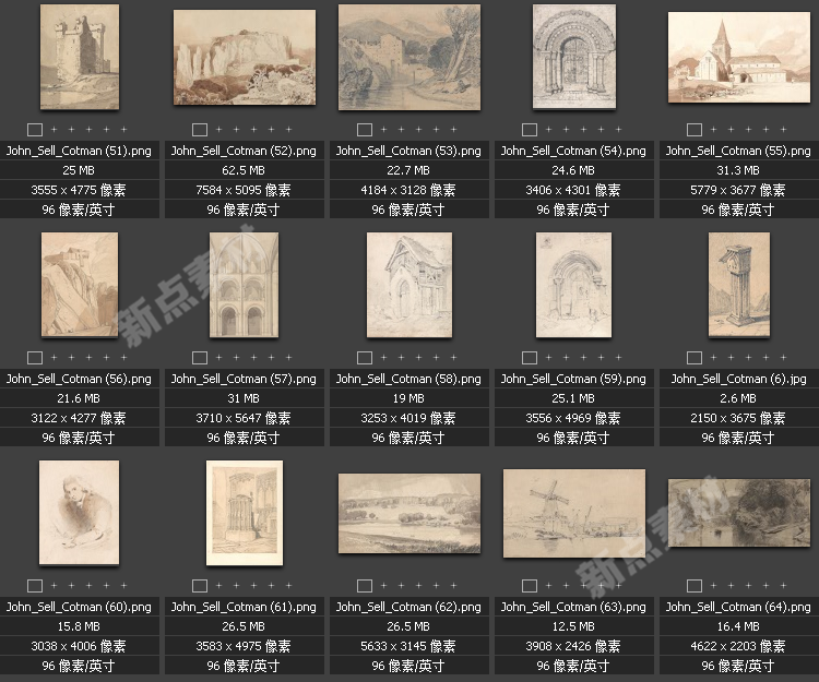 美術繪畫大師合集素描系列高清圖片人物風景肖像大圖臨摹設計素材