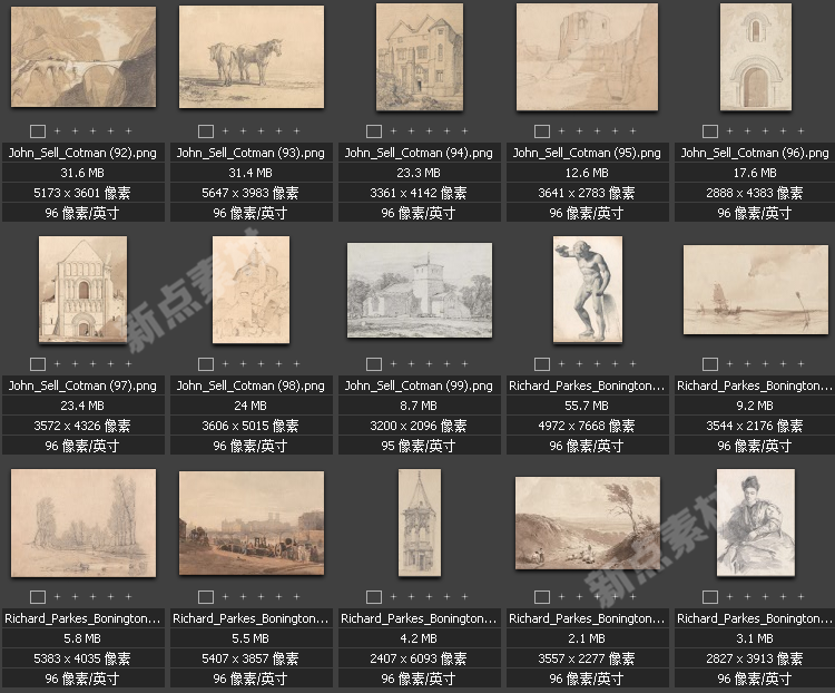 美術繪畫大師合集素描系列高清圖片人物風景肖像大圖臨摹設計素材