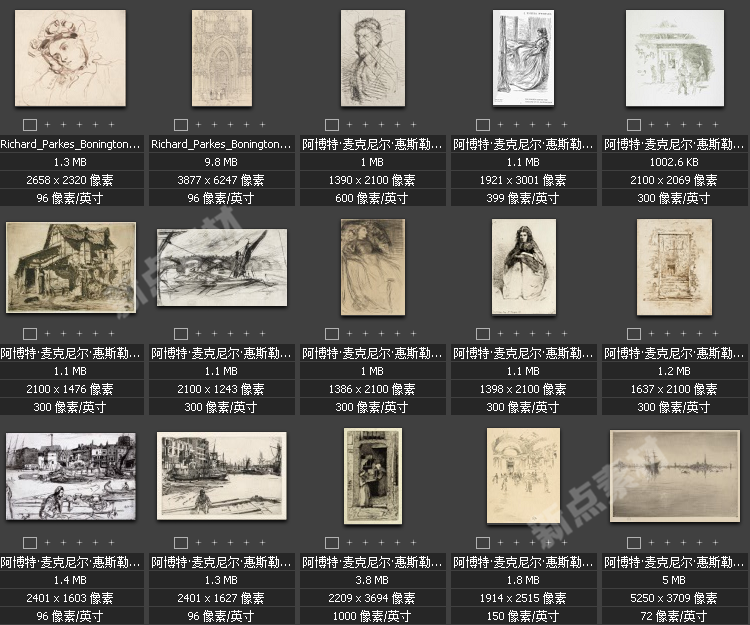 美術繪畫大師合集素描系列高清圖片人物風景肖像大圖臨摹設計素材
