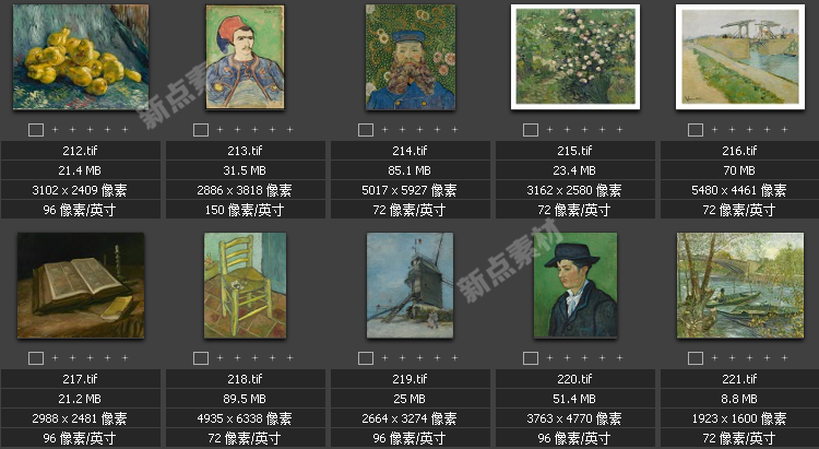油畫合集 梵高作品集229幅 超高清圖片精品大圖設計素材圖庫