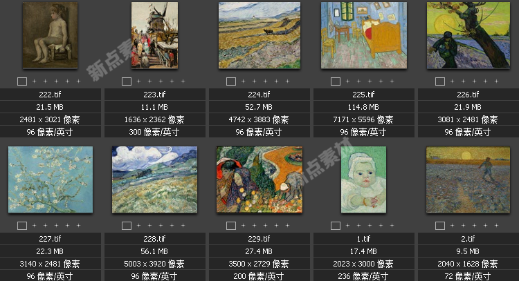 油畫合集 梵高作品集229幅 超高清圖片精品大圖設計素材圖庫
