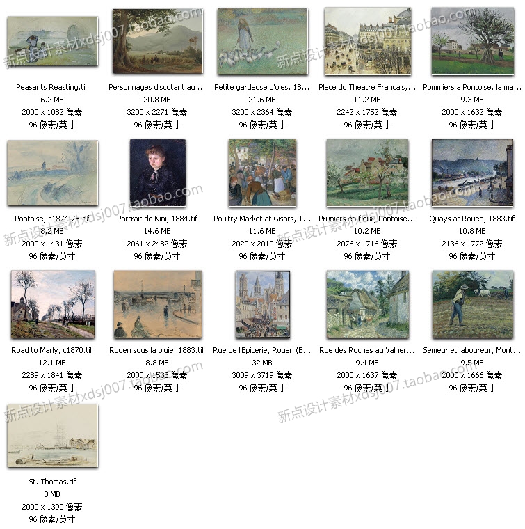 畢沙羅高清油畫圖片素材臨摹噴繪大圖作品集裝飾畫無框畫素材圖