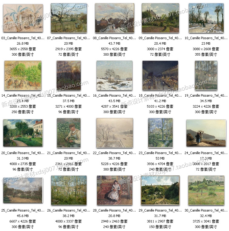 畢沙羅高清油畫圖片素材臨摹噴繪大圖作品集裝飾畫無框畫素材圖