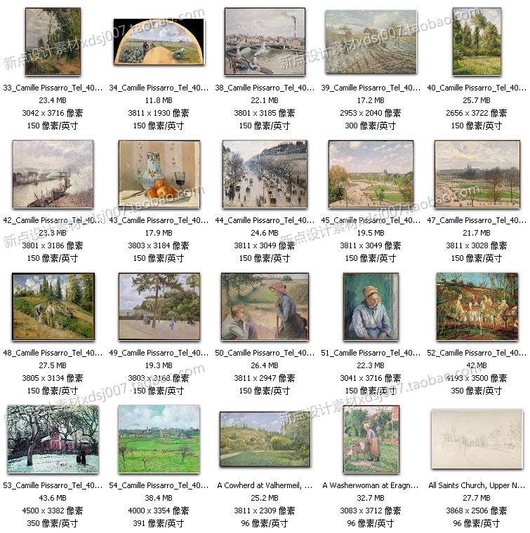 畢沙羅高清油畫圖片素材臨摹噴繪大圖作品集裝飾畫無框畫素材圖