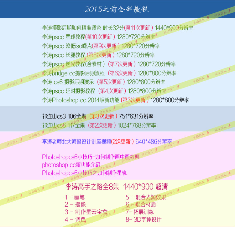 李濤ps攝影后期調色精修影樓婚紗合成教程高高手攝影練習素材資料