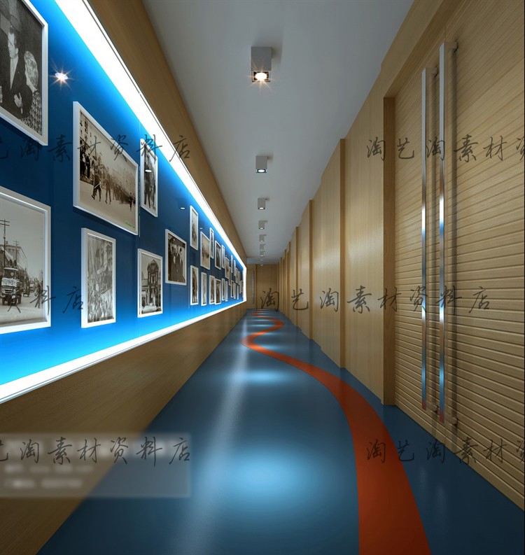 2014最新辦公空間走廊3d模型 公裝走道過道電梯間候梯廳3dmax模型