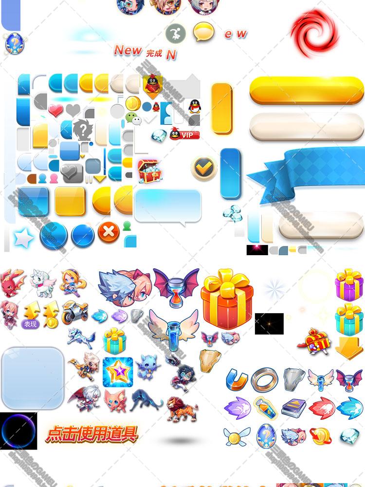 Q版跑酷游戲全套 天天酷跑素材 手游美術素材/ICON圖標UI界面