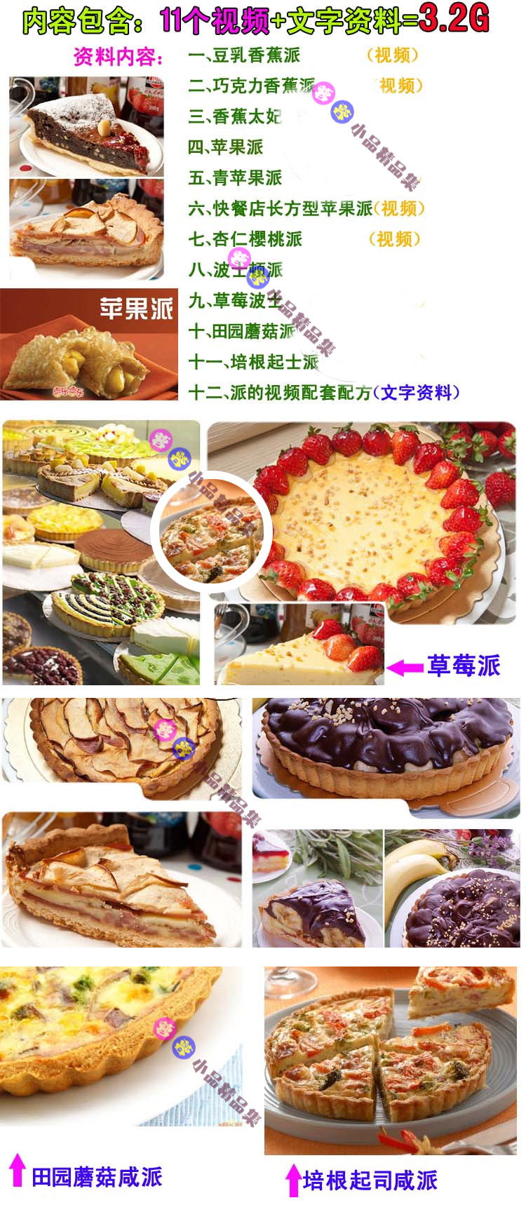 派的做法大全技術(shù)資料 配方資料蘋果香蕉巧克力派等 西式糕點(diǎn)烘焙