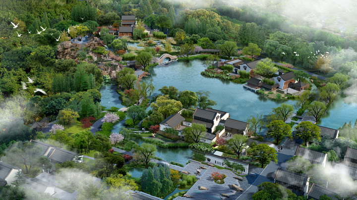 最新水晶石后期素材PSD分層園林景觀后期配景建筑效果圖