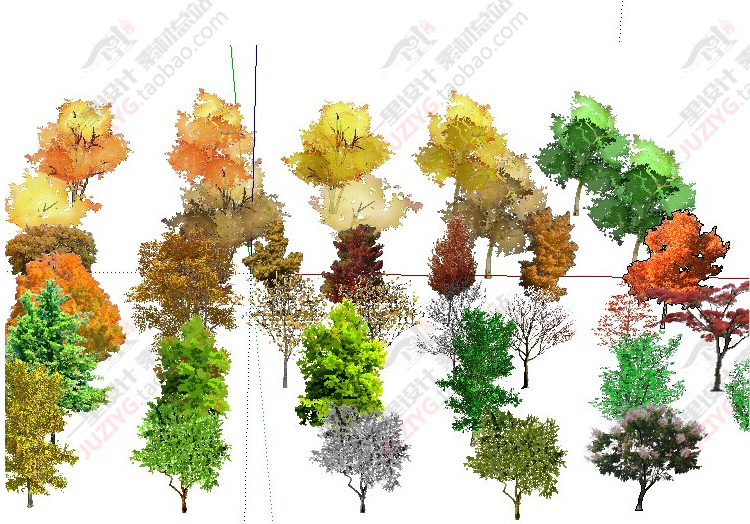 草圖大師SU園林景觀人植物手繪平面sketchup組件/模型庫2D/3D素材