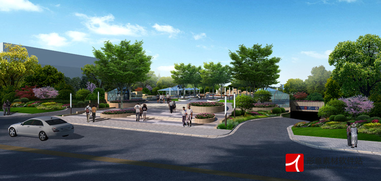 最新園林景觀PS效果圖PSD后期素材/公園/廣場/建筑/配景