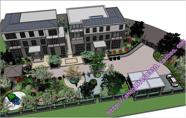 住宅別墅庭院/小花園SU景觀設計模型庫sketchup草圖大師素材資料