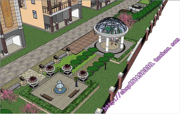 住宅別墅庭院/小花園SU景觀設計模型庫sketchup草圖大師素材資料