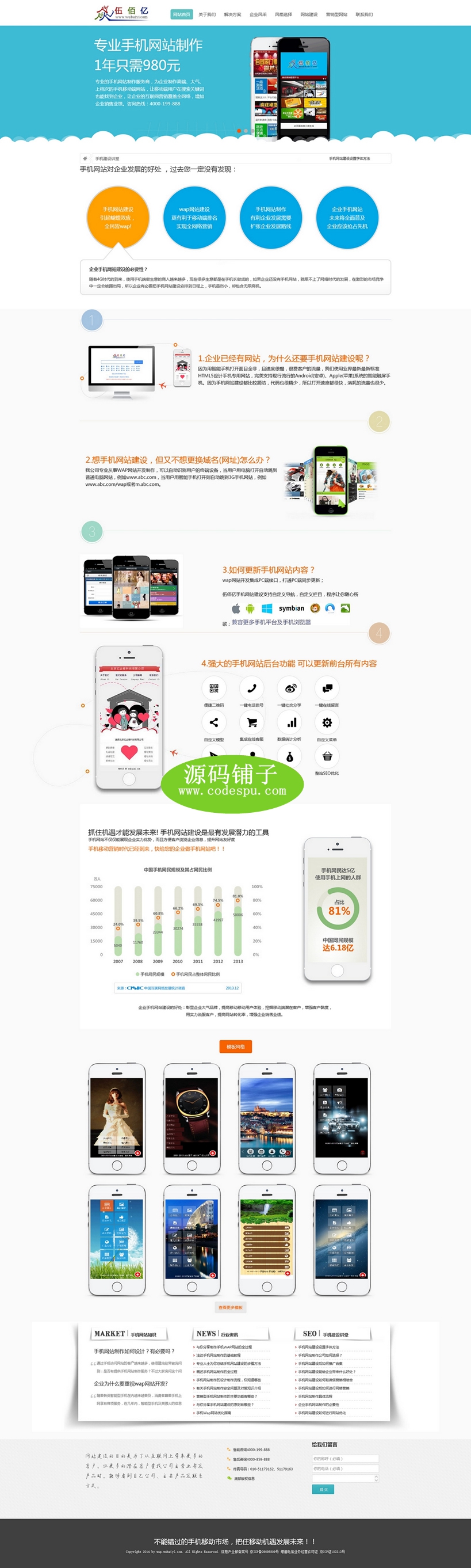 WAP手機網站建設制作開發網絡公司整站源碼(ThinkPHP內核)