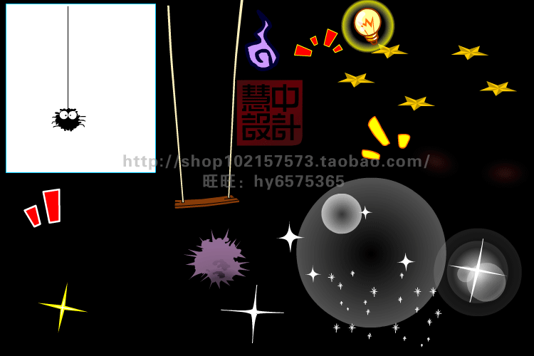 FLASH特效打暈音符秋千翻滾打鼾骷髏光暈fla格式源文件素材1_8號