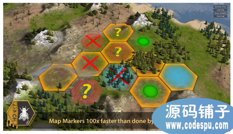 unity游戲源碼 六角蜂巢網格地形地圖項目框架源碼