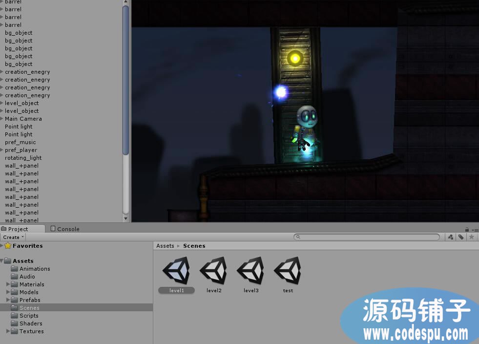 unity橫版機器人解謎冒險游戲源碼 鍵盤操作的游戲