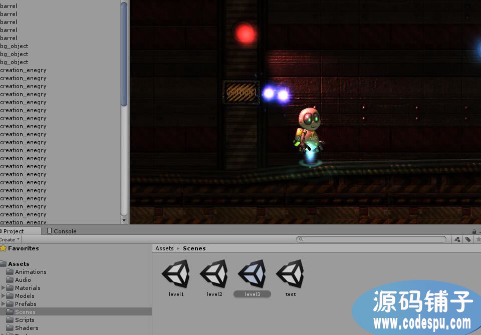 unity橫版機器人解謎冒險游戲源碼 鍵盤操作的游戲