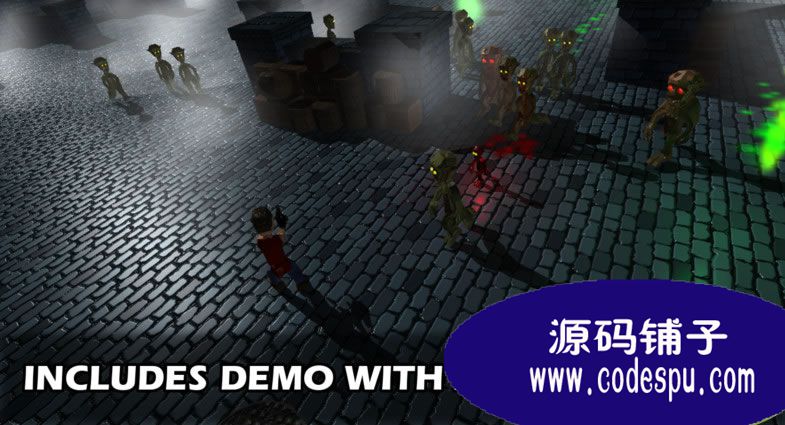 unity 45度視角射擊喪尸游戲源碼(帶AI智能)