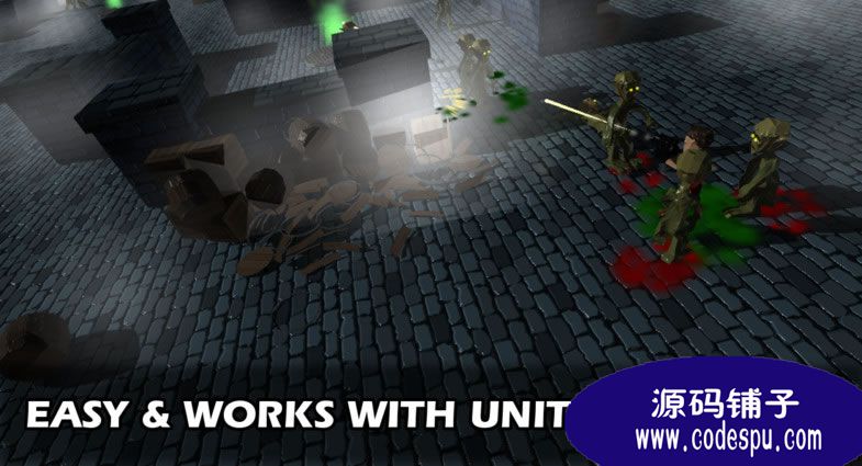 unity 45度視角射擊喪尸游戲源碼(帶AI智能)