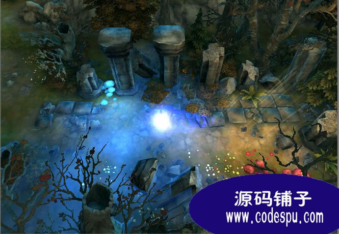 unity3d暗黑風格場景源碼 控制魔球可漫游,c#腳本