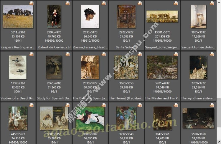 美國肖像畫家 薩金特 高清油畫作品集大圖片設計臨摹素 材圖庫75幅