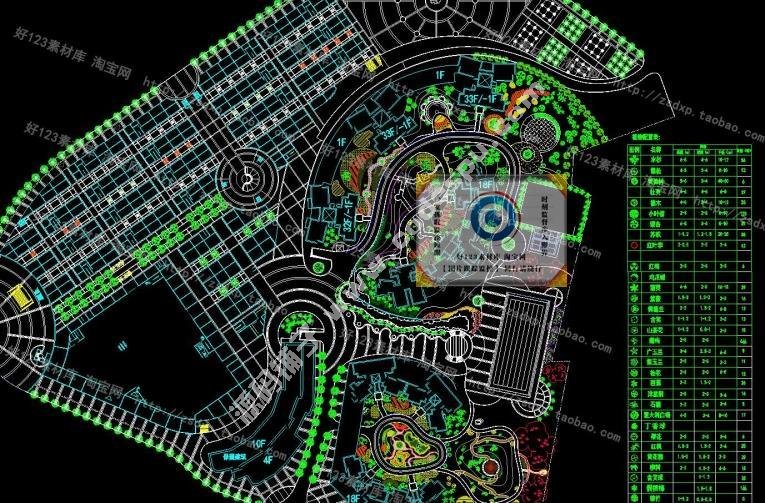 2016公園廣場城市道路景觀植物綠化規劃CAD平面圖園林cad設計素材