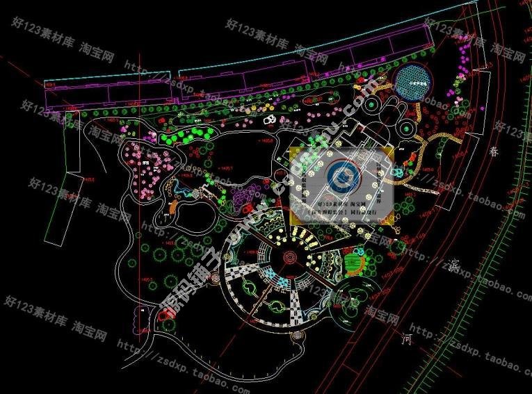 2016公園廣場城市道路景觀植物綠化規劃CAD平面圖園林cad設計素材