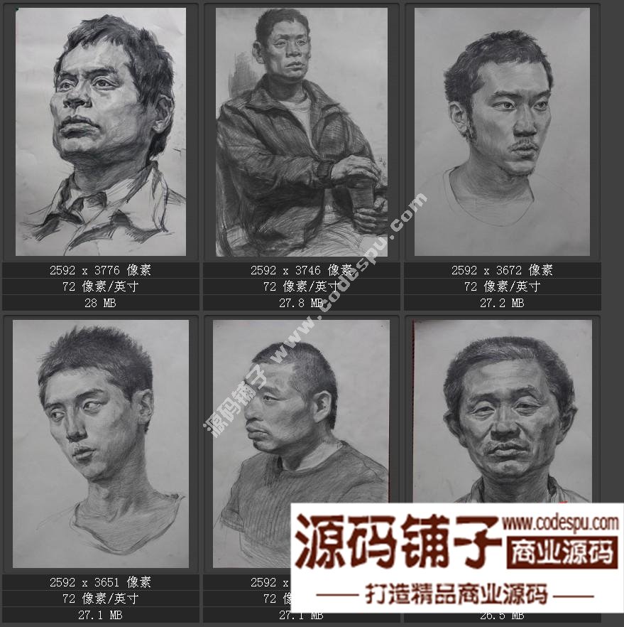 素描頭像臨摹畫室收集經典 朱傳奇素描作品高清大圖片57幅
