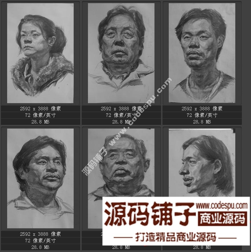 素描頭像臨摹畫室收集經典 朱傳奇素描作品高清大圖片57幅