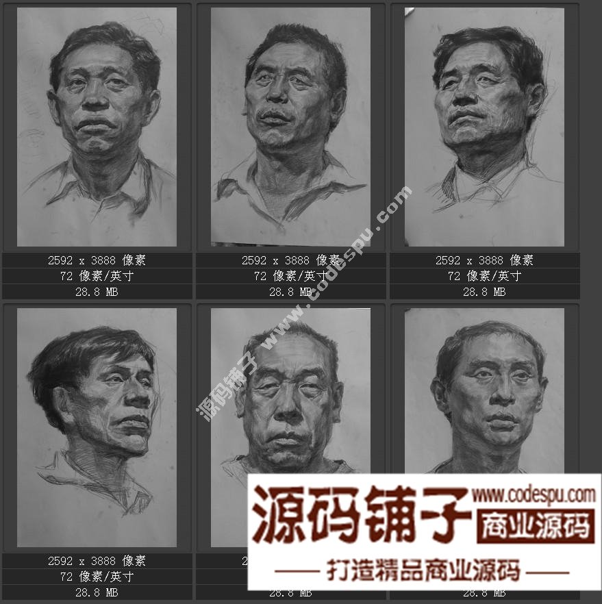 素描頭像臨摹畫室收集經典 朱傳奇素描作品高清大圖片57幅