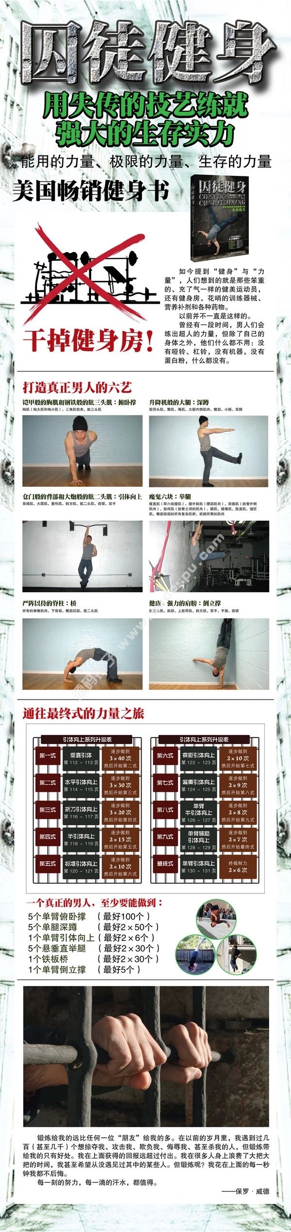 囚徒健身1+2(全套兩冊)男人無器械健身書囚徒健身