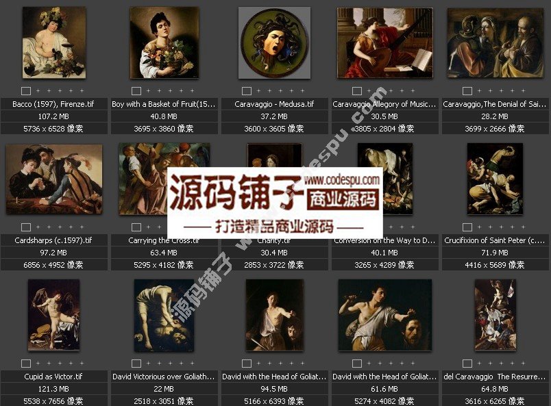 珍稀★意大利畫家〓卡拉瓦喬(油畫作品高清大圖片65幅)3.84GB